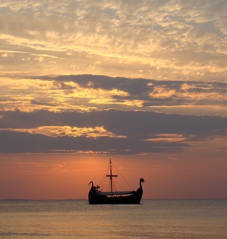 Viking ship in the ocean